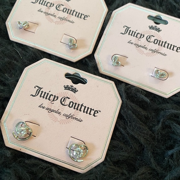 3/$25 Juicy Couture Silver Tone Heart Stud Earrings NWT - Picture 5 of 8